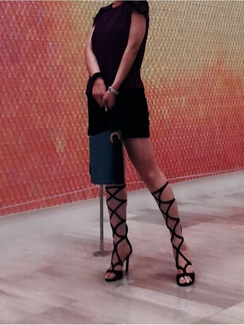 Tamara Mellon Black Suede Sculptural Strappy High Heels - Picture 15 of 16